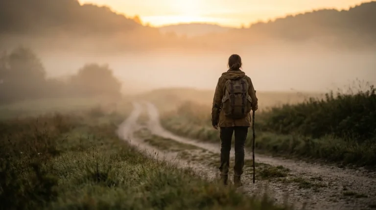 Woman standing on a path looking toward a bright future after divorce.