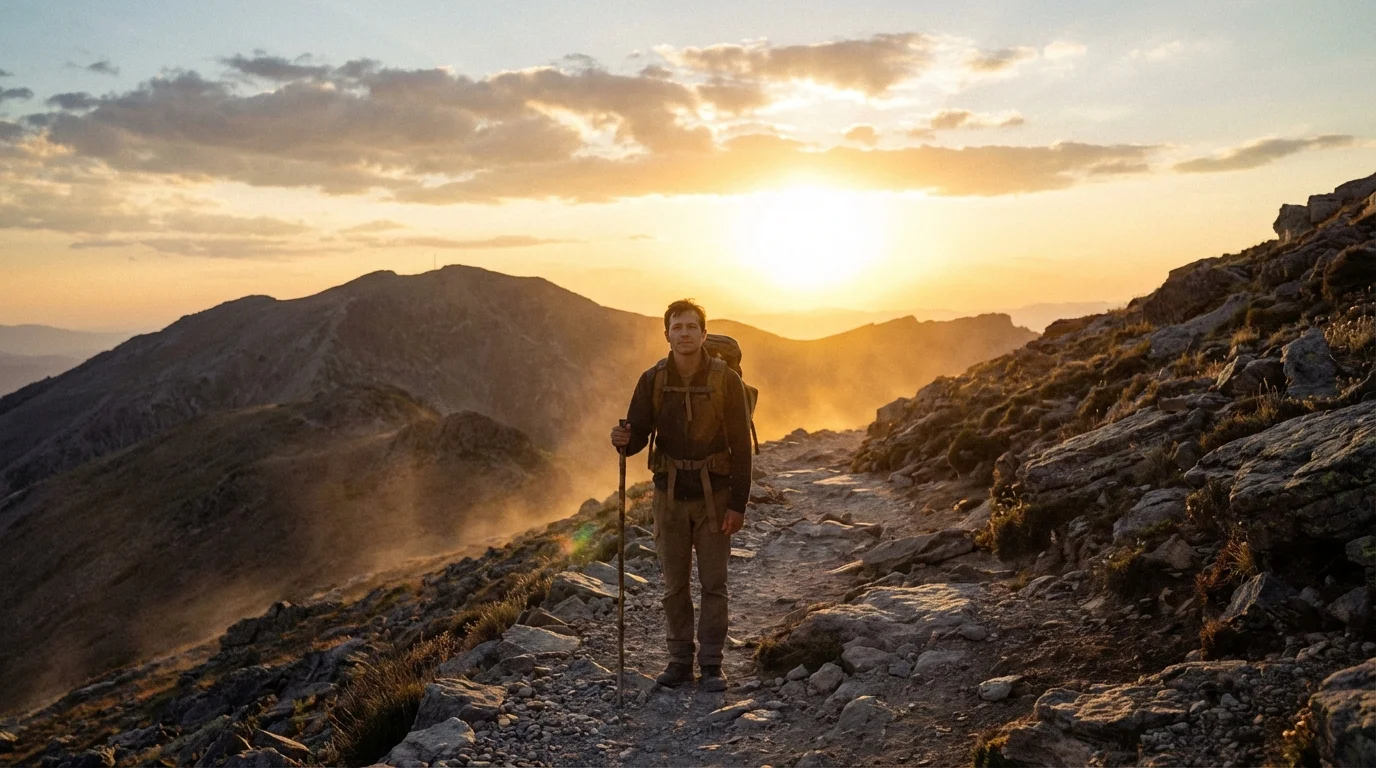Figure walking up a path symbolizing the journey of building resilience after setbacks.