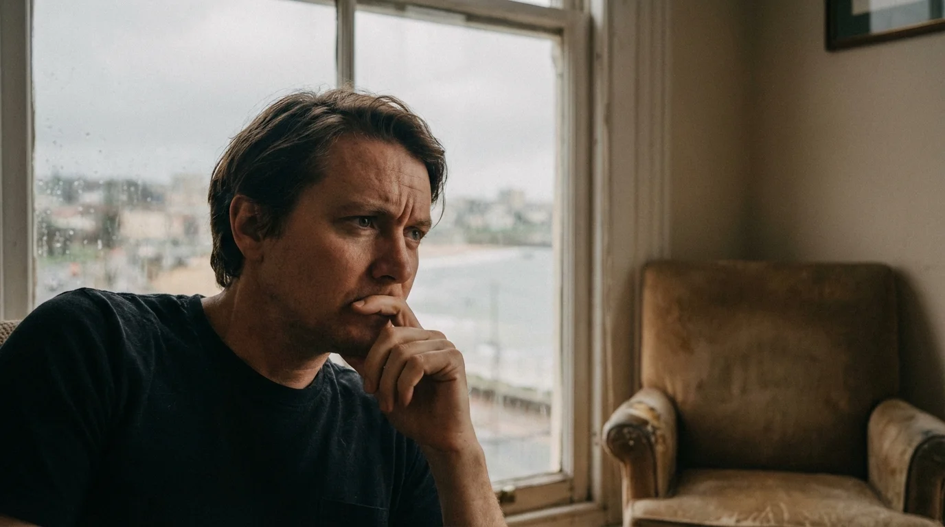 A person contemplating the future while dating after divorce.