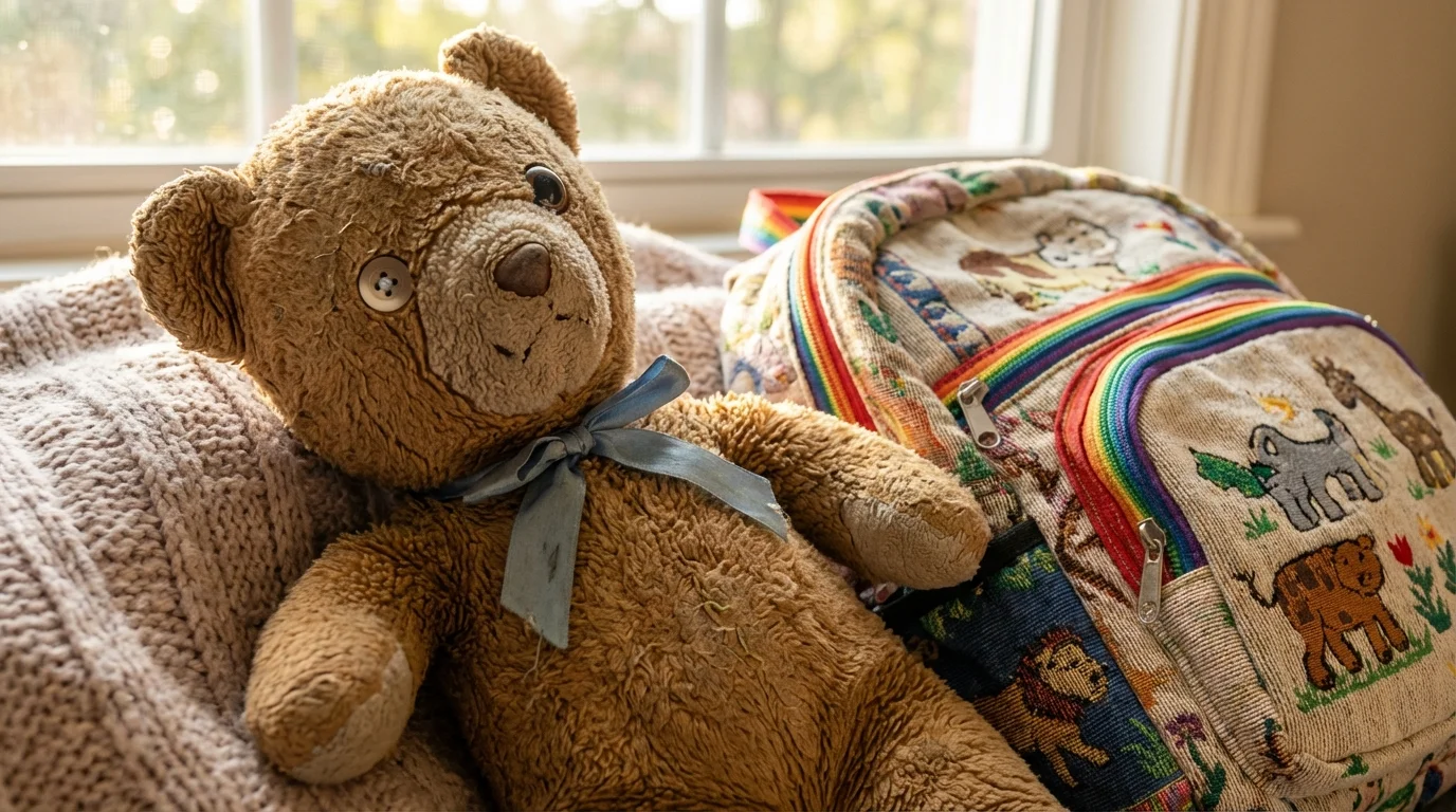 A favorite stuffed animal ready for travel between co-parenting households.