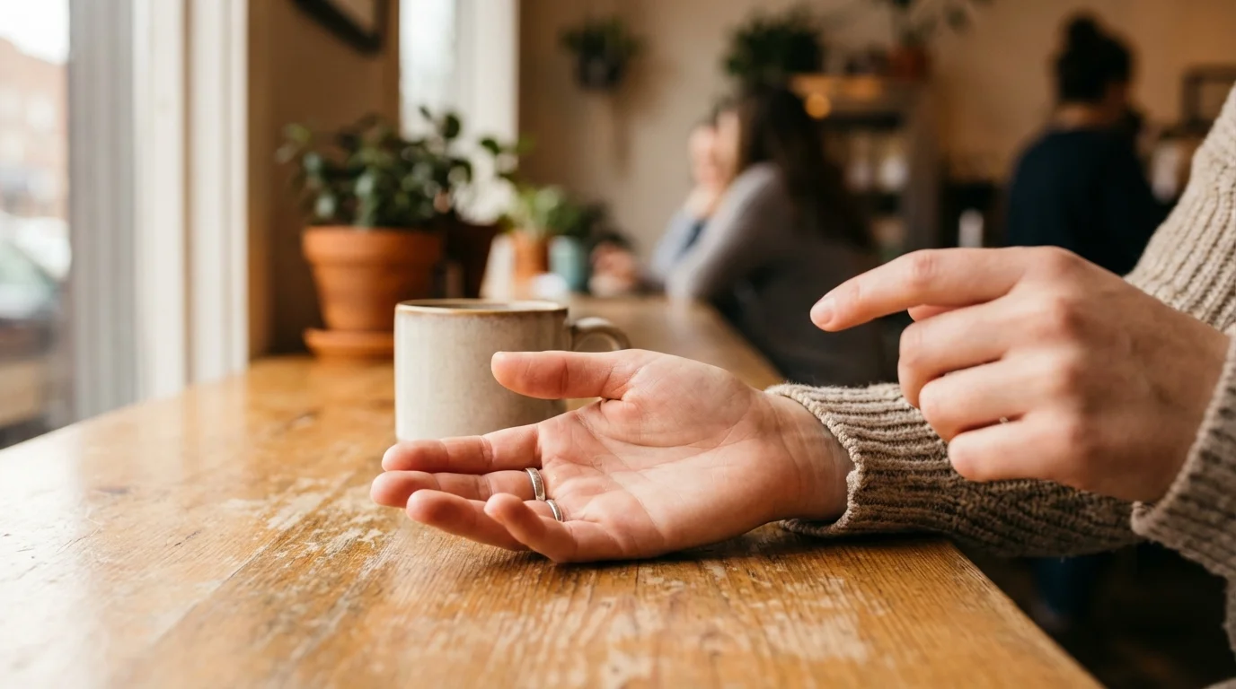 Hands demonstrating active listening and open communication during a dialogue.