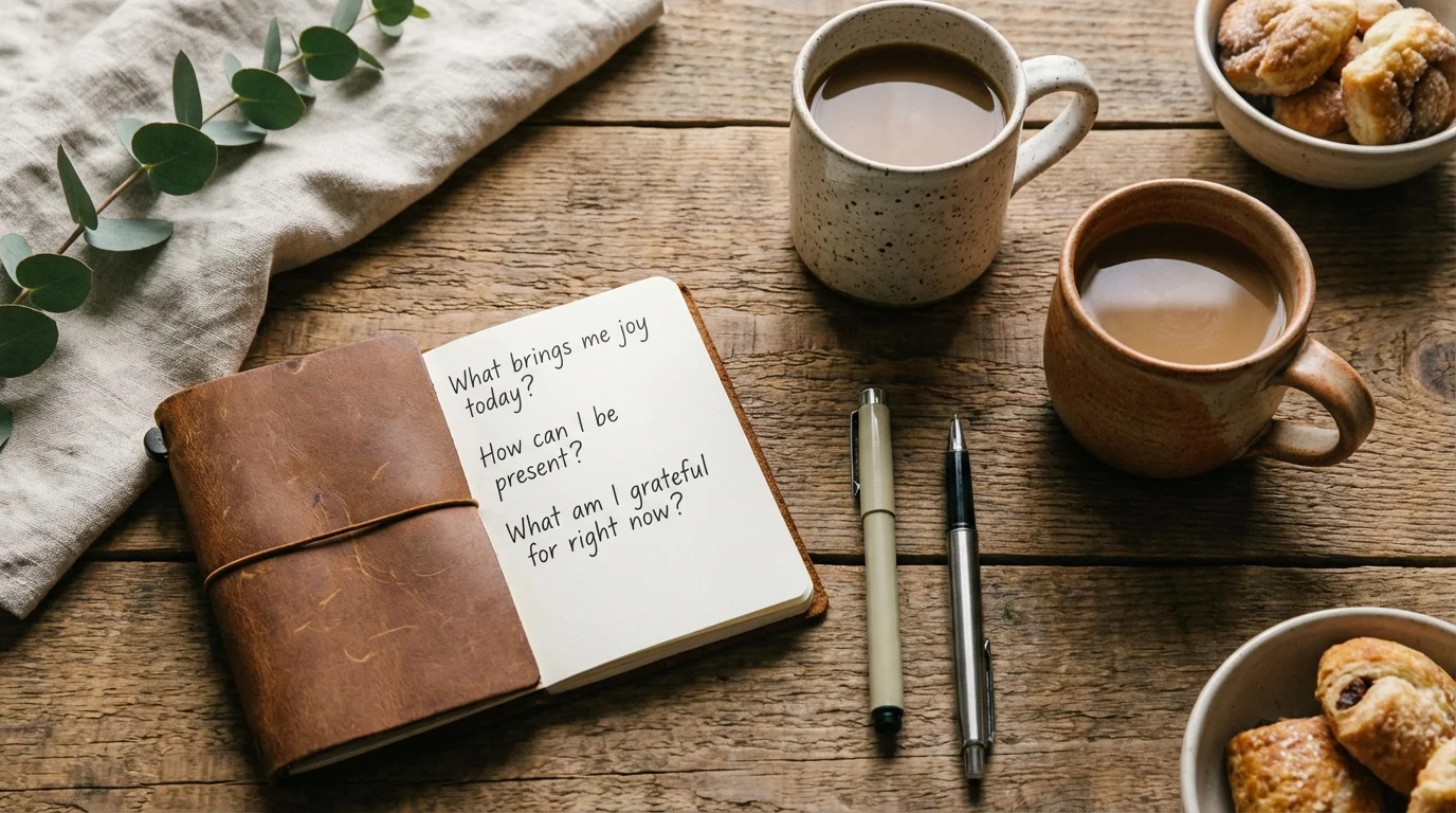 Notebook with thoughtful, open-ended relationship building questions for dialogue.