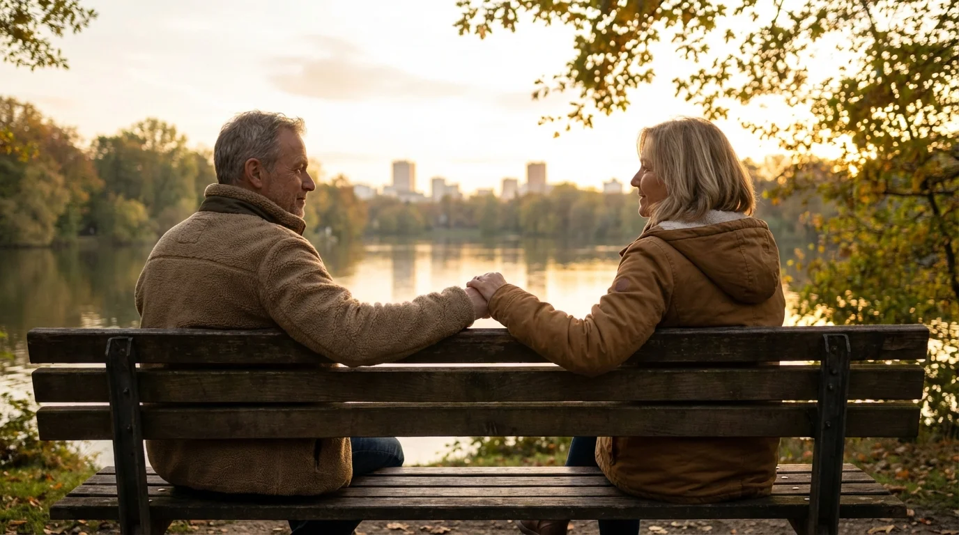Couple maintaining connection by spending consistent, quality time together outdoors.