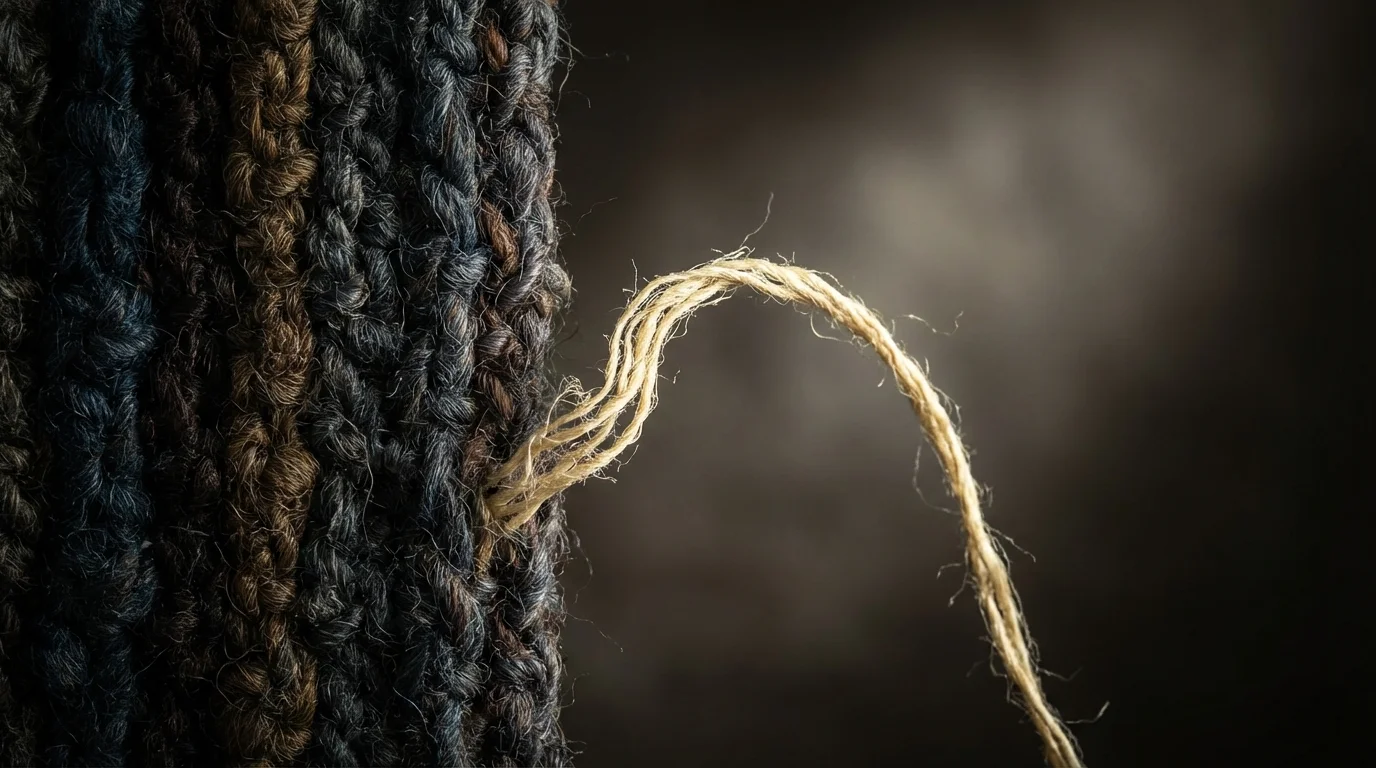 Visual metaphor of an identity structure dissolving, showing space opening up after divorce.