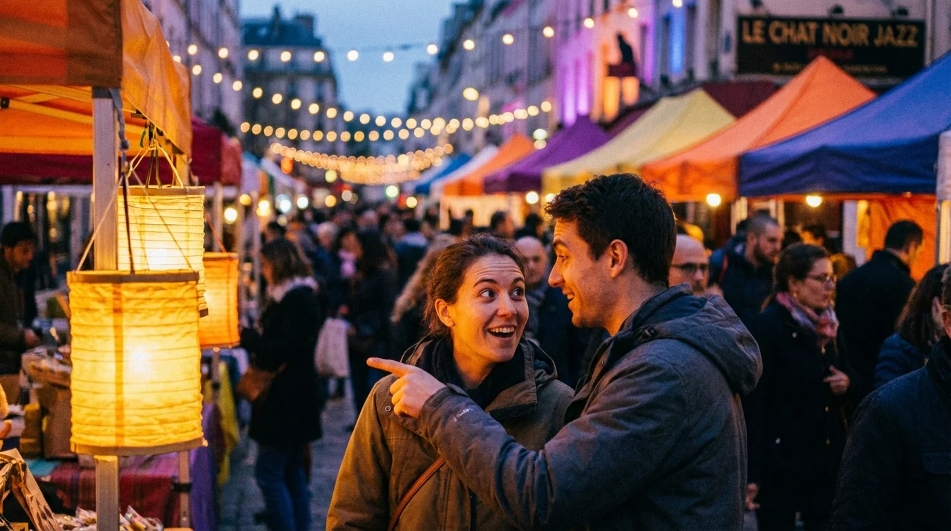Couple exploring a new, exciting outdoor venue together to create shared novelty.